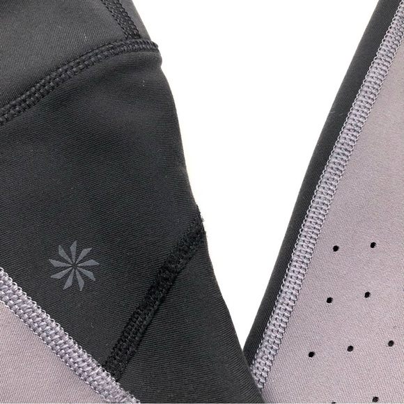 Athleta Stealth Trucool Leggings Gray Black Perforated Tights - Picture 8 of 12